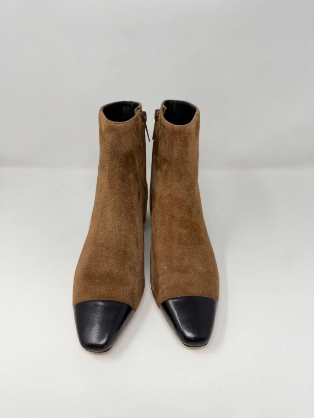 Veronica Beard Cecile Cap Toe Booties Brown Suede Sz 7.5